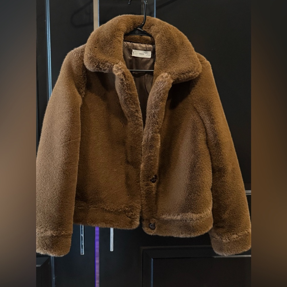 Mango Brown Faux Fur Jacket